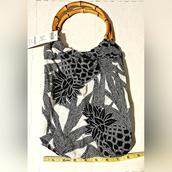 Chico's bamboo handle blue pineapple silk travel purse - Picture 6 of 6